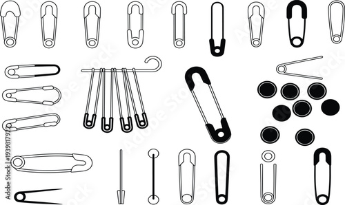 Assorted Safety Pins and Buttons Collection for Sewing Tailoring Fashion Design and Dressmaking Crafting Projects