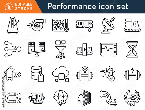 Performance Icon Set with Editable Stroke