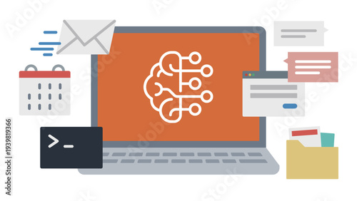 AI agent operating various apps on a laptop