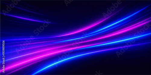 Abstract blue background with flowing purple lines and glowing pink waves creates a dynamic energy pattern for a textured motion design wallpaper