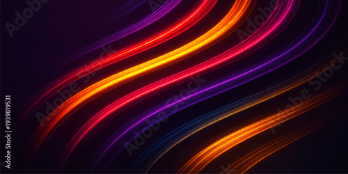 An abstract colorful background features vibrant red and purple waves with a glowing digital texture and flowing fractal lines that create a dynamic energy pattern for a modern wallpaper design