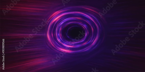Abstract purple fractal spiral vortex with glowing circles in space forming a swirling galaxy energy pattern digital art background