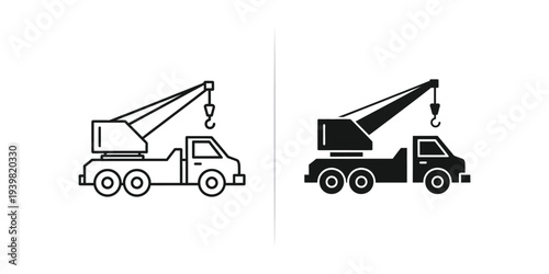 Tow trucks in line style vector illustration, flat design graphic