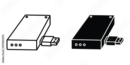 External hard drive and USB flash drive vector illustration, flat design