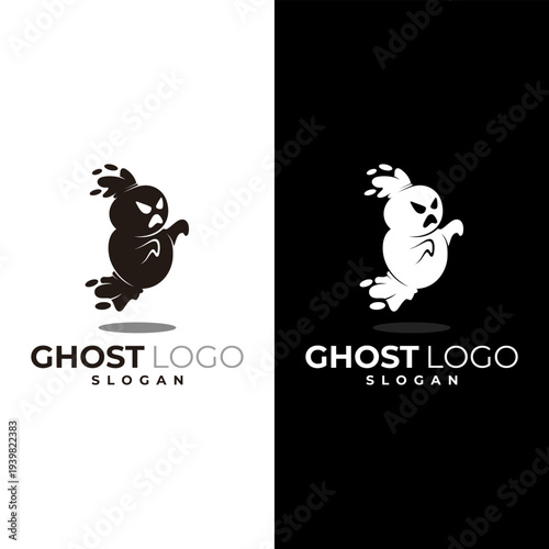 ghost logo with a scary and frightening appearance, simple icons