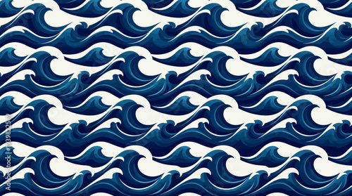Repeating pattern of blue ocean waves in diagonal formation.