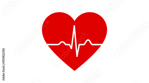 Red Heart with White ECG Line Symbolizing Heart Health and Cardiology.
