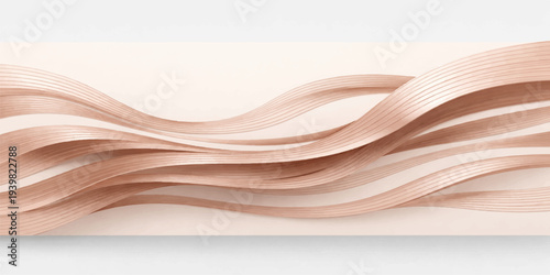 Abstract brown and white silk waves create a flowing vector texture with light curves and motion for a stylish business backdrop illustration