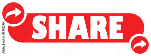 Red Share Button Icon with Arrow Symbol Social Media Share Sign Vector Isolated on White Background