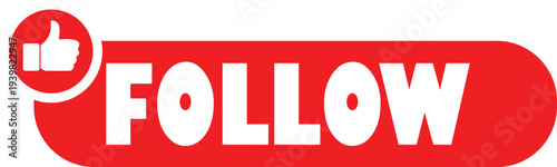 Red Follow Button Icon Social Media Follow Us Symbol Followers Sign Vector Isolated
