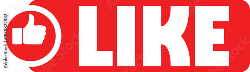 Red Like Button Icon Hand Thumb Up Social Media Like Share Symbol Vector Isolated