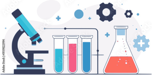 Medical Laboratory Research Concept Flat Vector Illustration