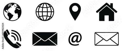 Contact and Communication Icons Set with Phone, Email, and Chat Symbols