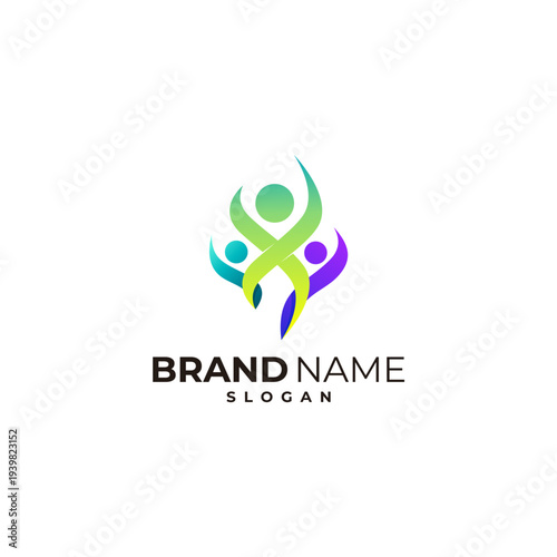 people care logo with charity design template, 3d colorful