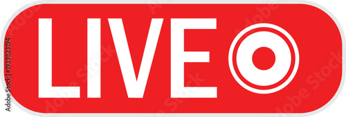 Live Broadcast Icon – Red Live Streaming Button for UI Design
