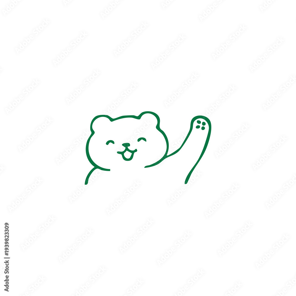 Obraz premium Simple Hand Drawn Cartoon Bear Waving