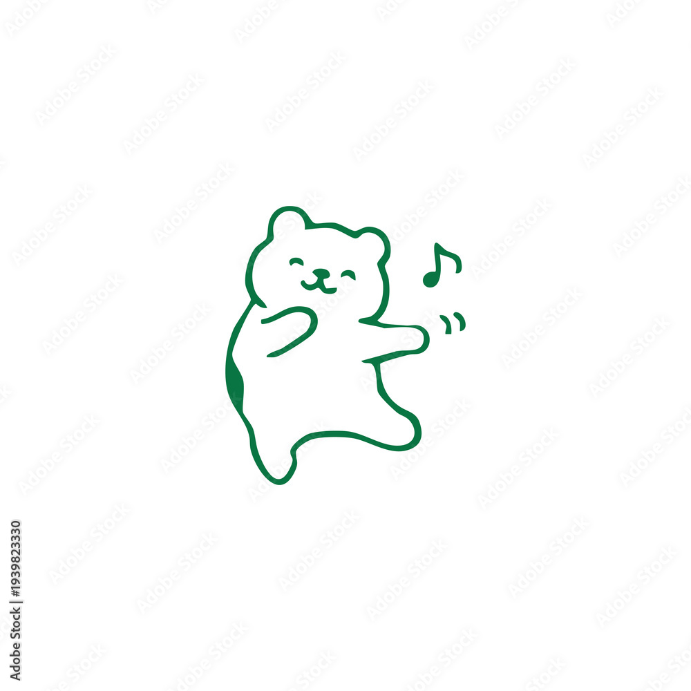 Fototapeta premium Happy Bear Dancing to Music