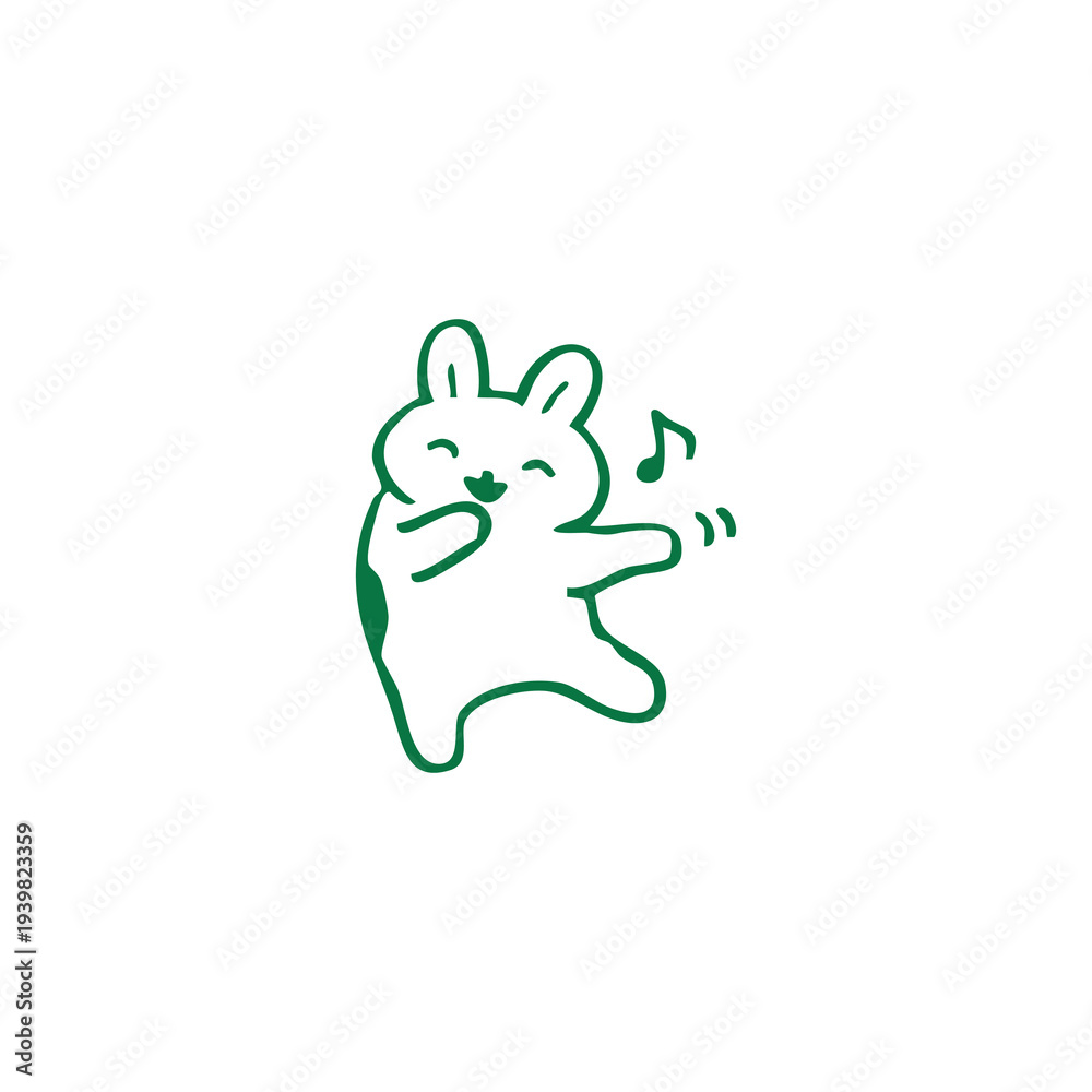 Obraz premium Simple Line Art of a Joyful Animal Singing