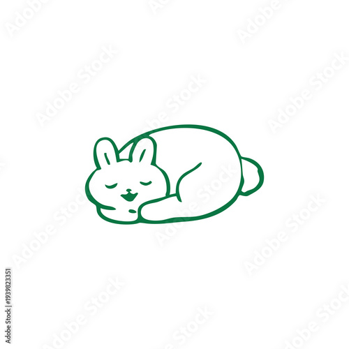 Simple Line Art of a Sleeping Rabbit