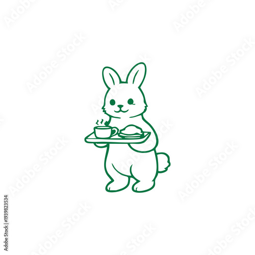 Rabbit Serving Tea and Cake