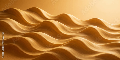 Luxurious abstract golden background featuring smooth flowing silk waves and a soft satin liquid texture in a curved vector illustration design for a premium yellow fabric material wallpaper