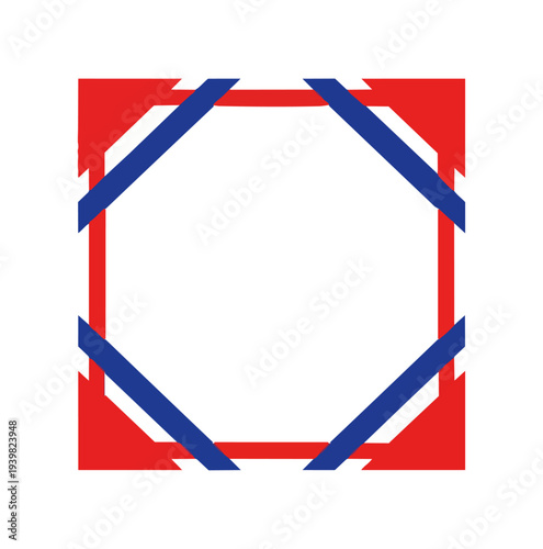 Abstract geometric frame design with colorful lines and orbs on black background