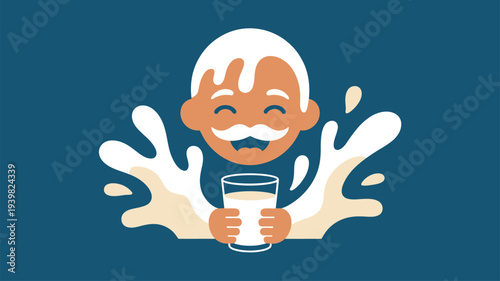 Man milk splash illustration