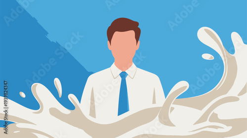 Man milk splash business concept