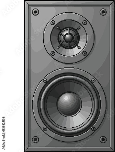 A large speaker with a smaller speaker on top