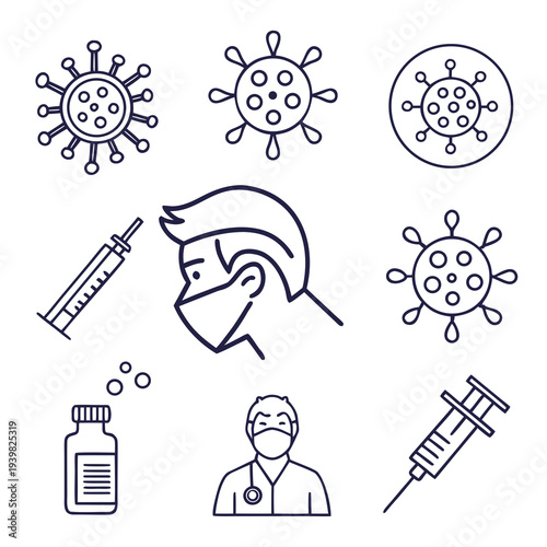 Medical professionals fighting COVID-19 with vaccines and protective gear