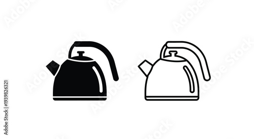Modern kettle and tea infuser set Vector