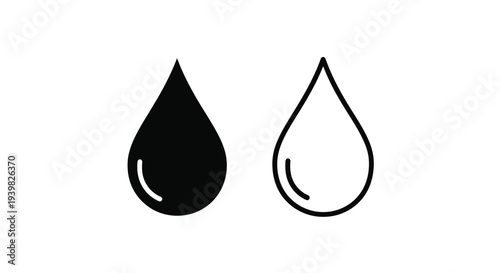 Black and white water drops icon Vector
