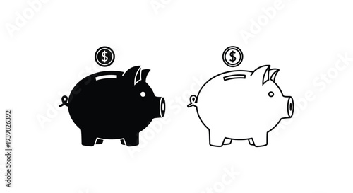 Piggy bank money savings illustration Vector