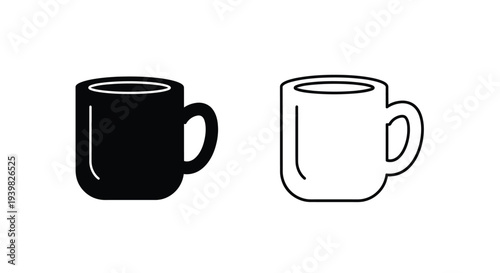 Black and white contrast coffee mugs Vector