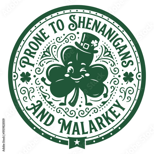 SameeFloral St. Patrick'S Day Gift Prone To Shenanigans And Malarkey Shirt St Patricks Day Gift Shirt