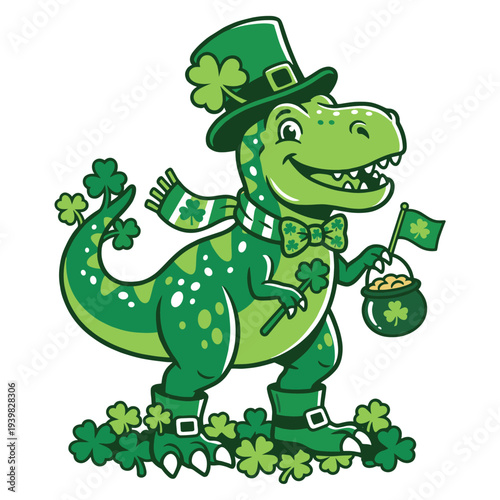 Happy St Pat Trex Day Dino St Patricks Day Boys Gift T-Shirt