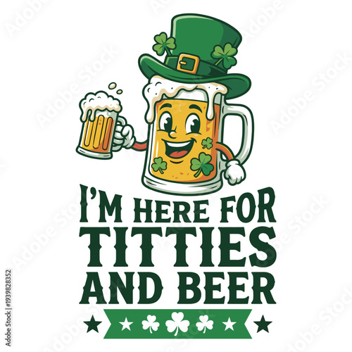 Titties and Beer Funny St Patricks Day Girls Boys T-Shirt