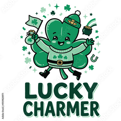 Lucky Charmer Boys Kids Girl Funny St. Patrick's Day T-Shirt