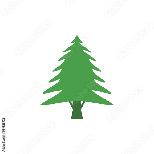 A simple green evergreen tree illustration on a white background.