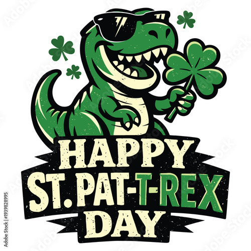 Kids Happy St Pat Trex Day Dino St Patricks Day Toddler Gift T-Shirt