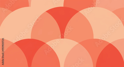 Seamless geometric pattern of overlapping semi-circles in warm coral and peach tones, abstract background