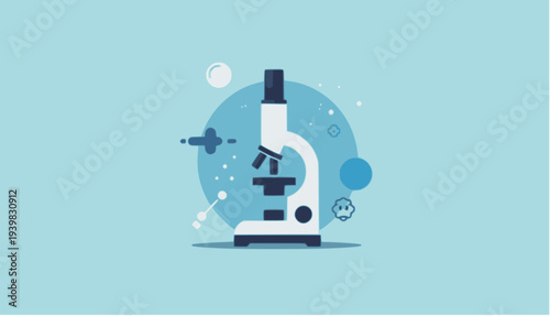 Laboratory Microscope Medical Research Flat Vector