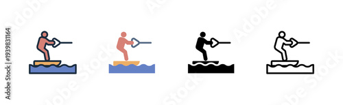 kitesurfing icon ocean wave water sport various style icon design vector illustration