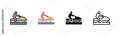 wakeboarding icon water boat sport adventure various style icon design vector illustration
