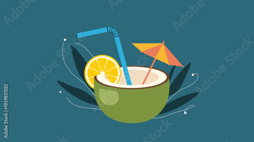 Tropical coconut drink vacation graphic