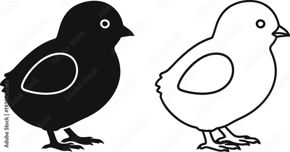 Fototapeta premium Black and white bird illustration isolated on transparent background, Vector
