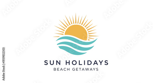 Sun Holidays Beach Getaways Logo Design.