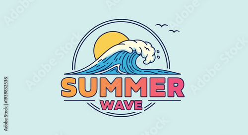 Vibrant Summer Wave Logo Design with Ocean Elements.