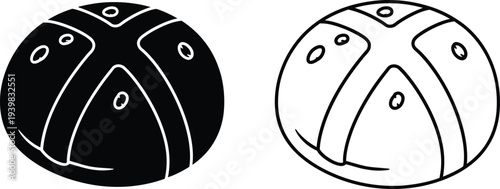 Black and white ladybug beetle illustration isolated on transparent background, Vector