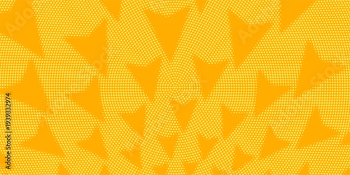 Yellow Halftone Dotted Gradient Background With Retro Comic Texture.